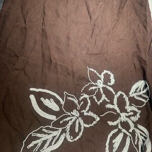 Women's M Collection Skirt, Size 12, Brown, 100% Linen, Maxi